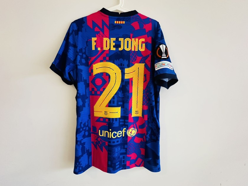 De Jong's Barcelona 2021/22 Europa League Match-Issued Third Shirt