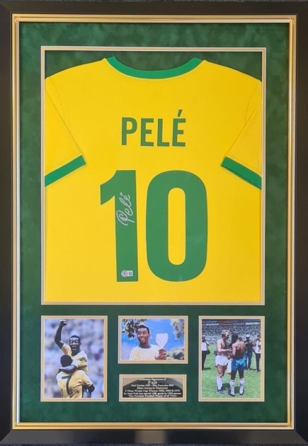 Pelé Brazil Signed and Framed Shirt 