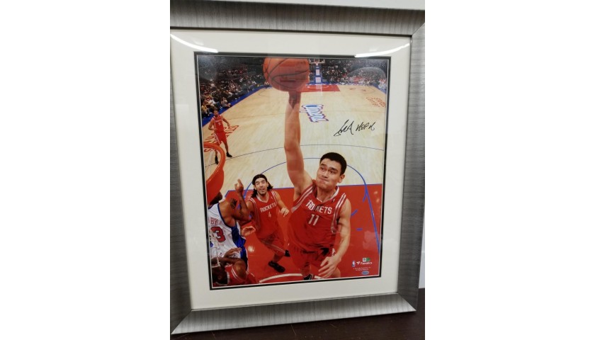 Yao Ming Signed and Framed Dunking Photo