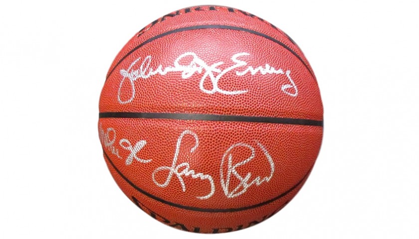 Sold at Auction: Magic Johnson & Larry Bird Signed Basketball with