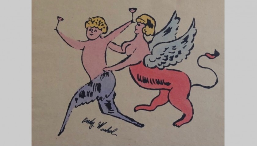 Andy Warhol "Two Cherubs" - Signed and Hand Coloured