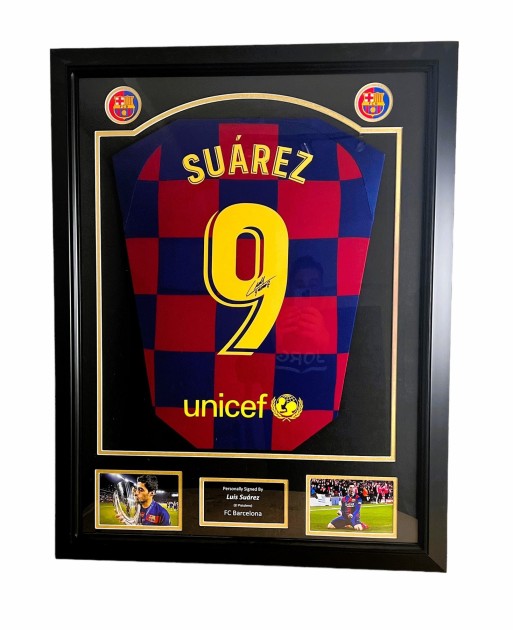 Luis Suárez FC Barcelona 2019/2020 Signed and Framed Shirt