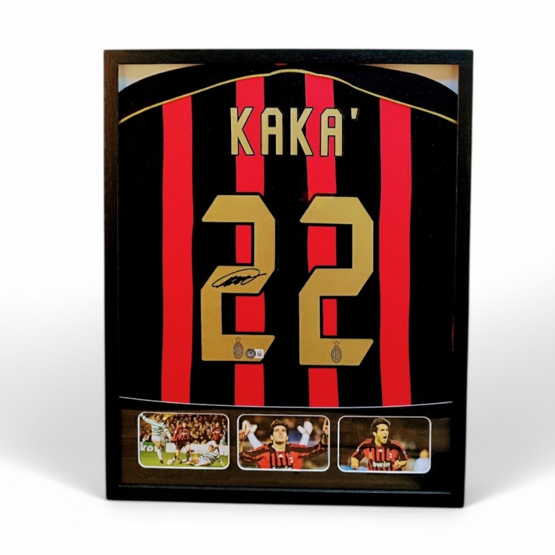 Maglia Milan 2006/07 Kakà in cornice deluxe di alta qualità - Autografata