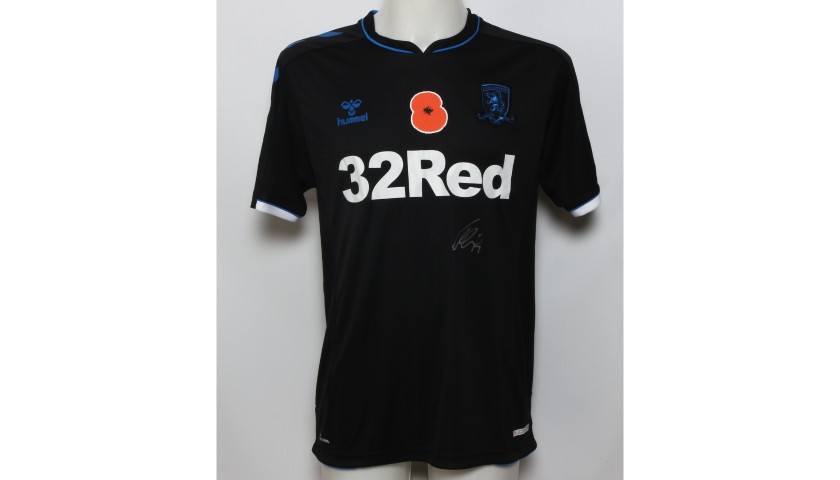 Paddy McNair's Middlesbrough Signed and Worn Away Poppy Shirt 
