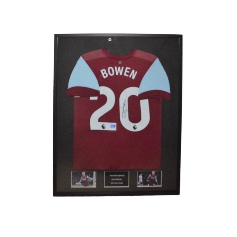 Camicia del West Ham United 2023/24 di Jarrod Bowen firmata e incorniciata