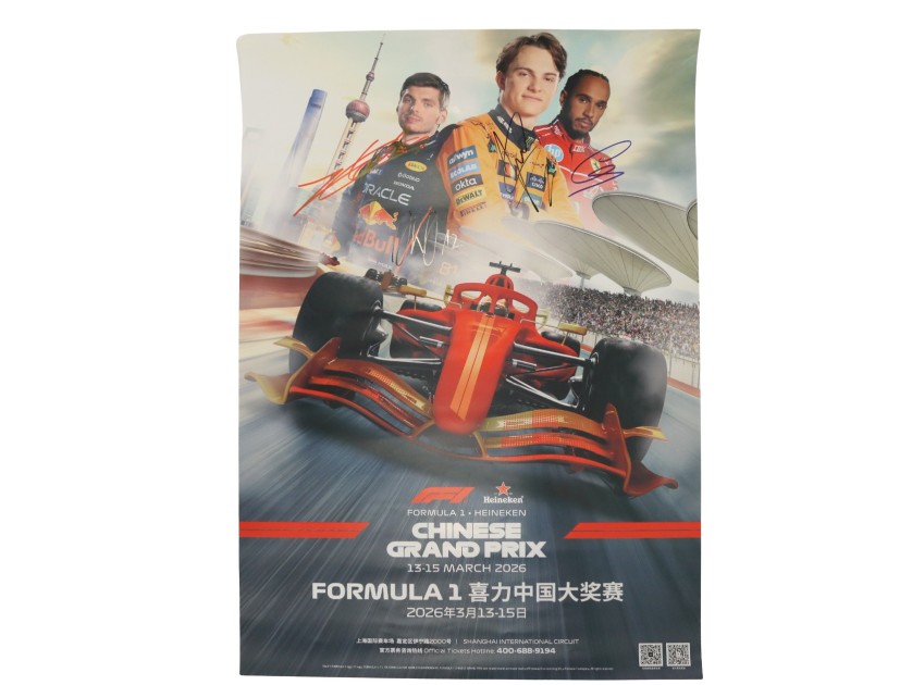 Formula 1 Chinese Grand Prix 2026 Poster - Signed by Hamilton, Leclerc, Norris and Antonelli
