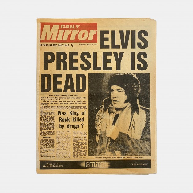 Daily Mirror Elvis Presley Is Dead 17/8/77 Original Newspaper -  CharityStars
