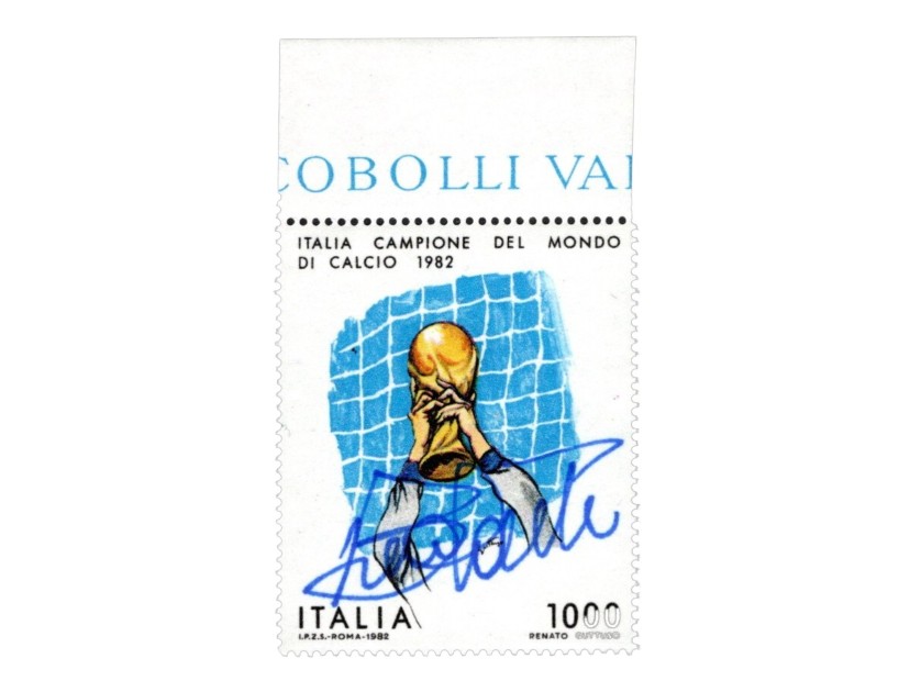 1,000 Lire 1982 Fifa World Cup - Stamp signed by Bruno Conti
