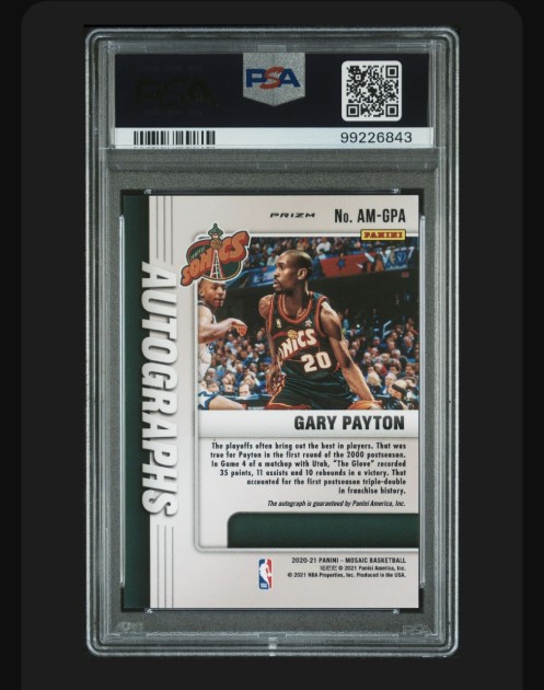 Gary Payton Auto Panini Mosaic Seattle Sonics PSA 10 Card