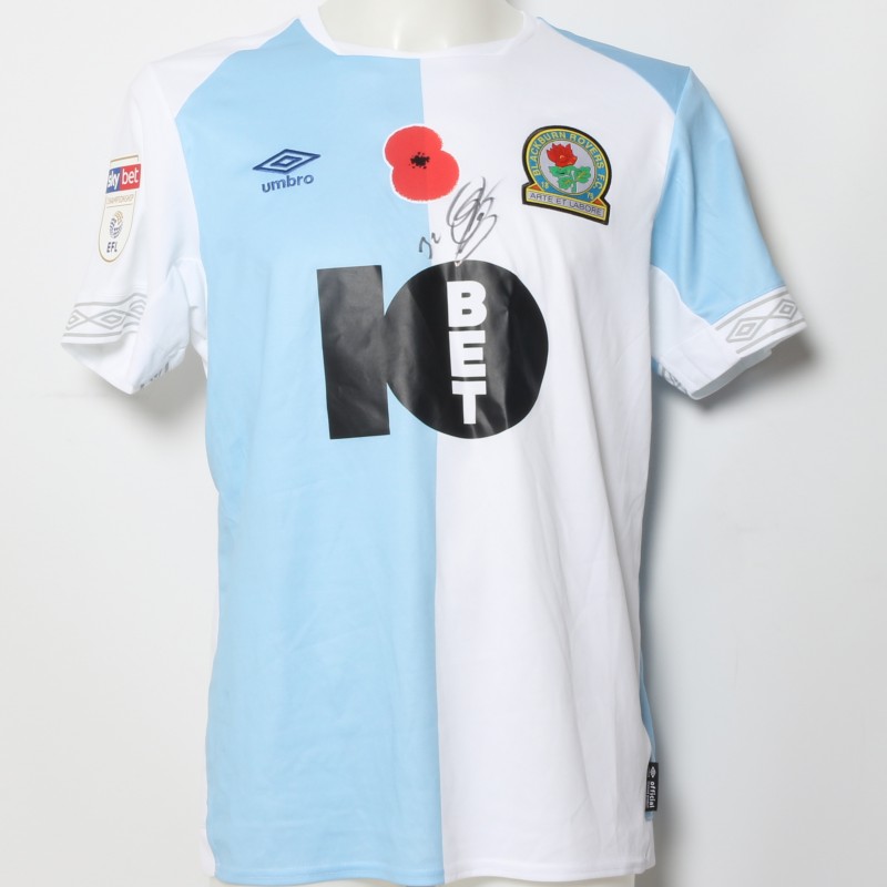 Craig Conway's Match-Worn Blackburn Rovers Signed Poppy Home Shirt 