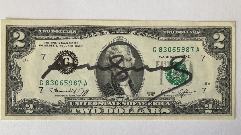 Andy Warhol Signed "Two-Dollar Bill"