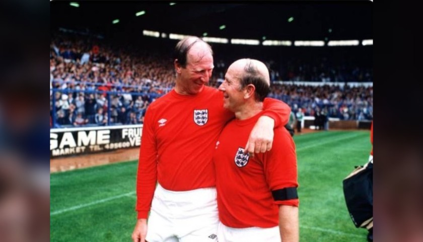 England Retro Football Shirt, 1966 - Signed by Bobby and Jack Charlton
