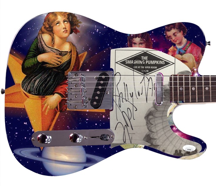Billy Corgan of Smashing Pumpkins Signed Custom Graphics Guitar
