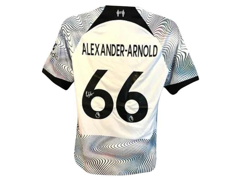 Maglia ufficiale del Liverpool 22/23 da trasferta autografata da Trent Alexander-Arnold