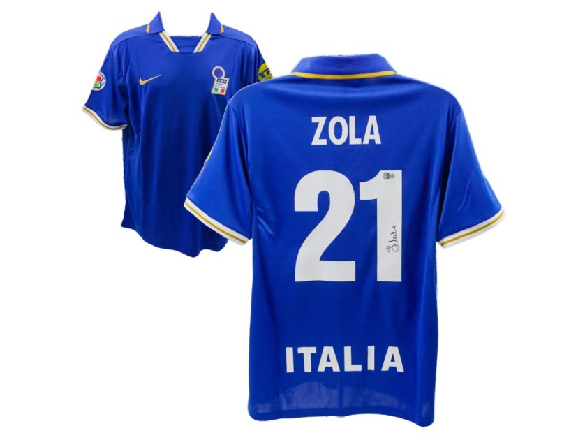 Replica maglia Italia firmata da Gianfranco Zola