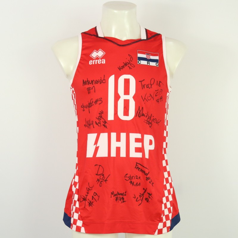 Maglia della Croazia - atleta Vukasovic - della Nazionale femminile ai Campionati Europei 2023 - autografata dalla squadra