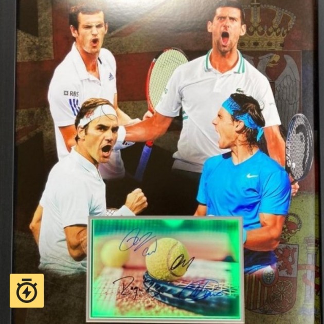 Federer, Djokovic, Nadal & Murray Signed Tennis Display