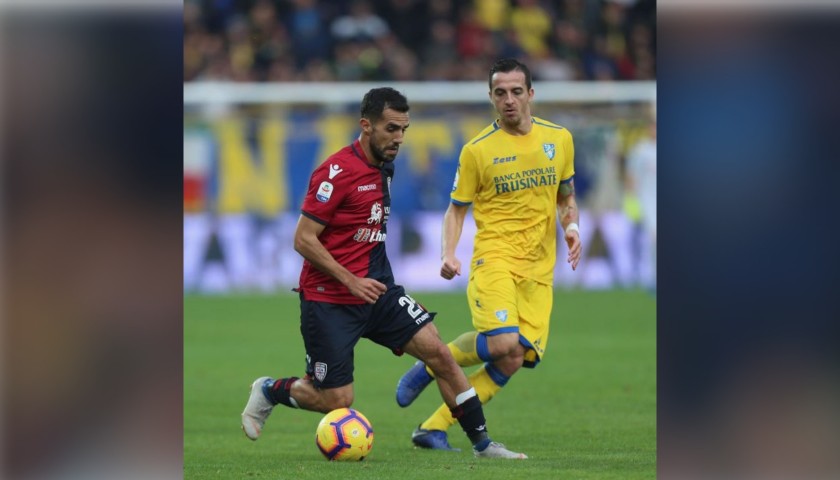 Sau's Worn Shirt with Special UNICEF Patch, Frosinone-Cagliari