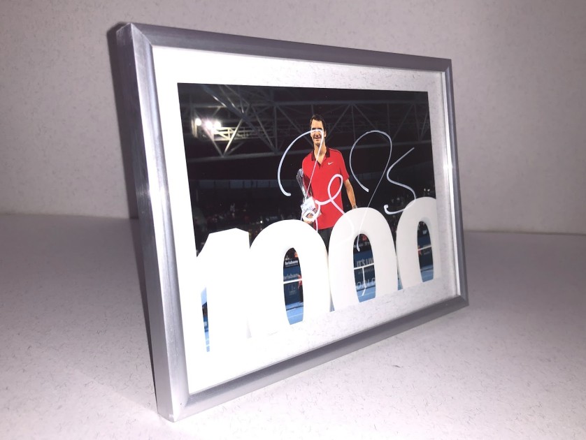 "1000 ATP Victory" Photograph signed by Roger Federer 