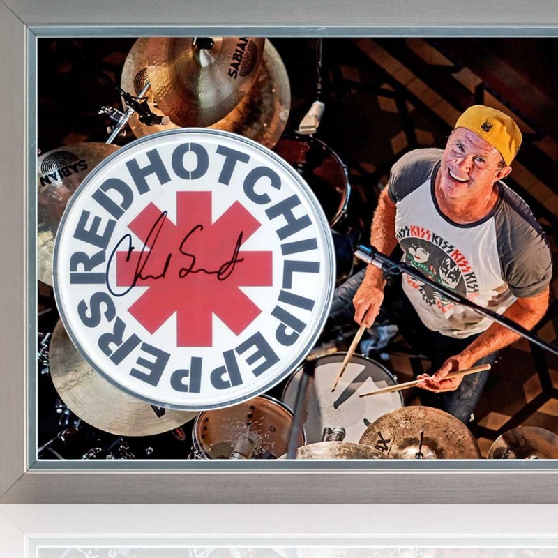 Chad Smith of Red Hot Chilli Peppers Signed Drum Skin Display