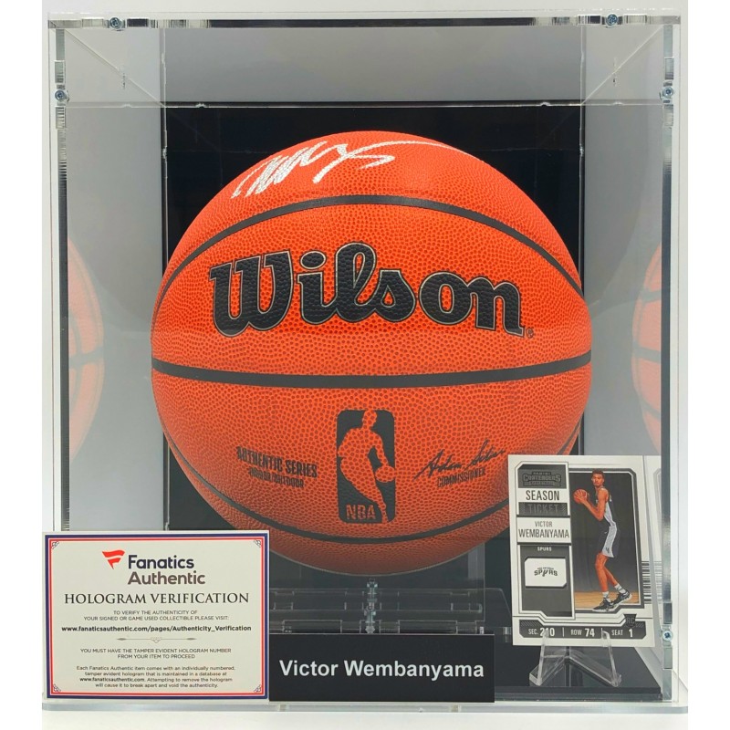 Victor Wembanyama's San Antonio Spurs Signed Basketball Display