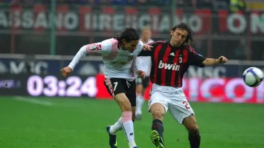 Edinson Cavani Worn Shirt, Palermo vs AC Milan 2009 - CharityStars