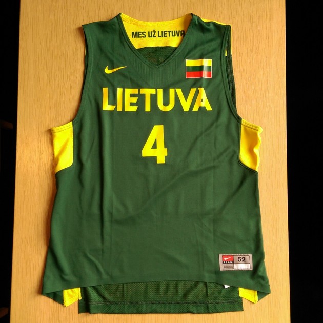 Lithuania Basketball Jersey signed by Rimantas Kaukėnas