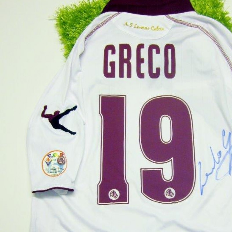 Maglia Livorno di Greco indossata in Fiorentina-Livorno, Serie A 2013/2014 - firmata