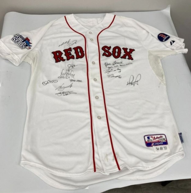 2013 Boston Red Sox Team Signed World Series Game Worn Jersey