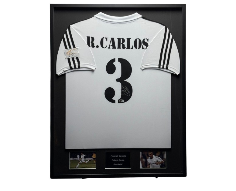 Roberto Carlos' Real Madrid 2001/02 Signed And Framed Shirt