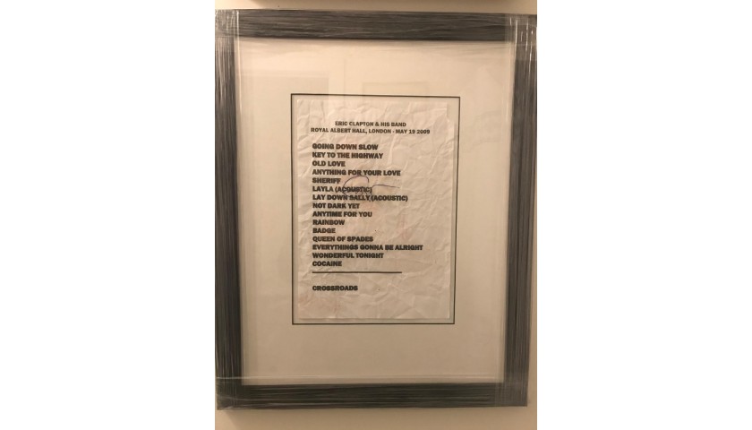 Eric Clapton Framed Signed Stage Used Setlist