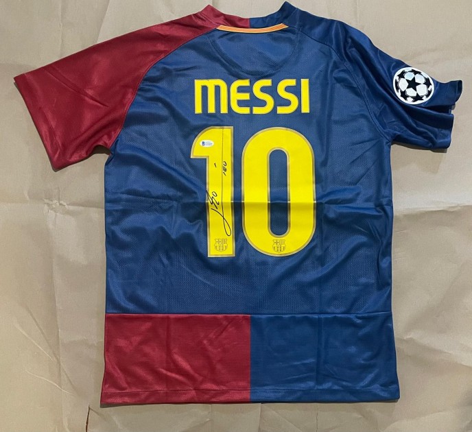 Maglia replica firmata di Lionel Messi per il Barcellona 2008/09