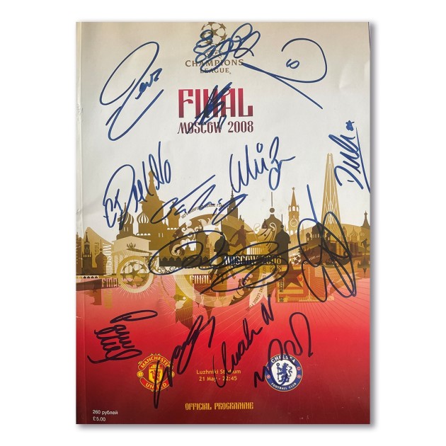 Programma della finale di Champions League del Manchester United 2008 con firma multipla