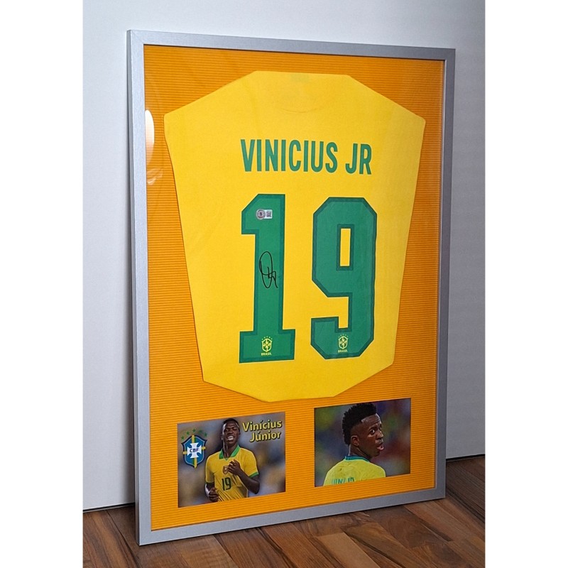 Vinicus Junior Brazil Signed And Framed Shirt