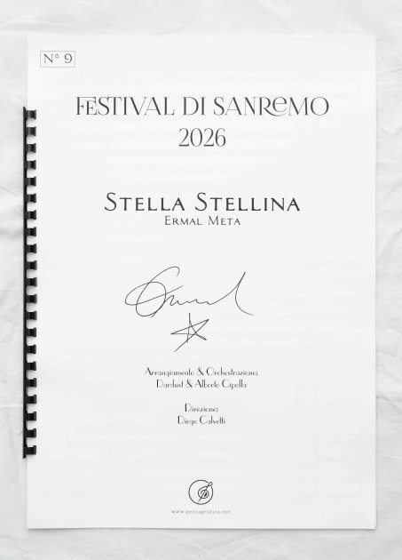 Signed Sheet Music of “Stella Stellina” by Ermal Meta, Donated for Sanremo 2026