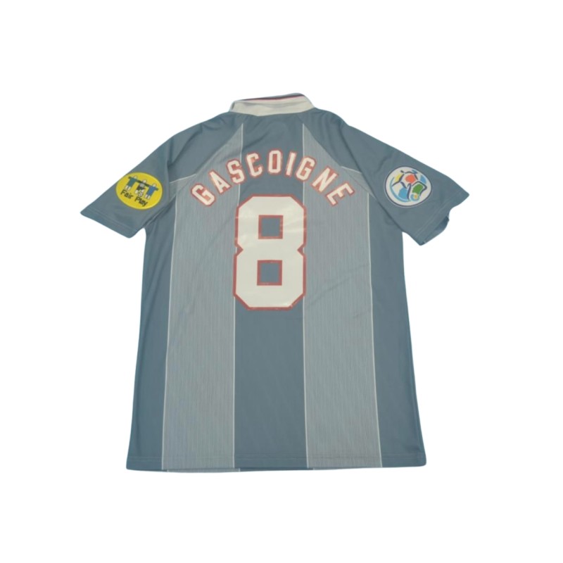 Paul Gascoigne's England Euro 1996 Away Shirt, Signed with Personalized Dedication