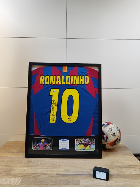 Ronaldinho's FC Barcelona 1998 Signed and Framed Shirt