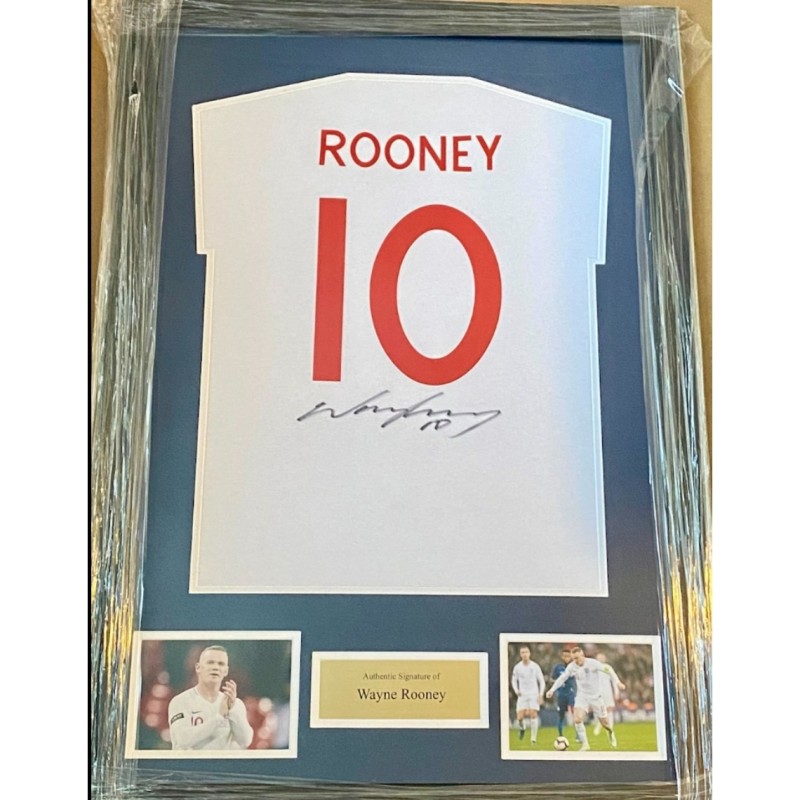 Maglia dell'Inghilterra di Wayne Rooney firmata e incorniciata