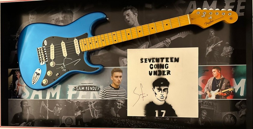Sam Fender Signed and Framed Electric Guitar with Vinyl LP