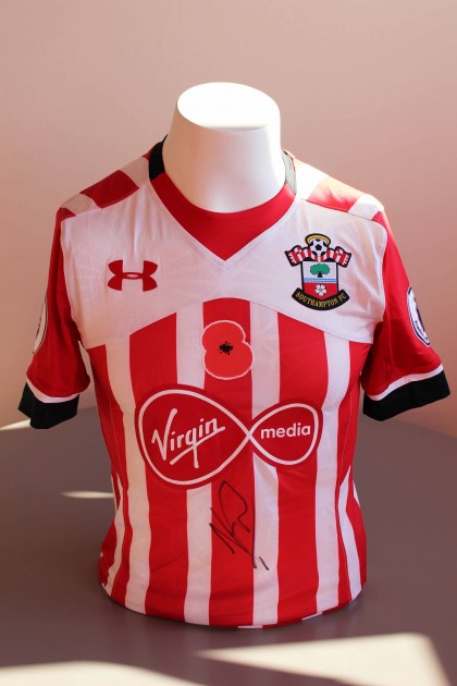 Josh Sims' Unworn and Signed Southampton FC Poppy Shirt from 16/17.