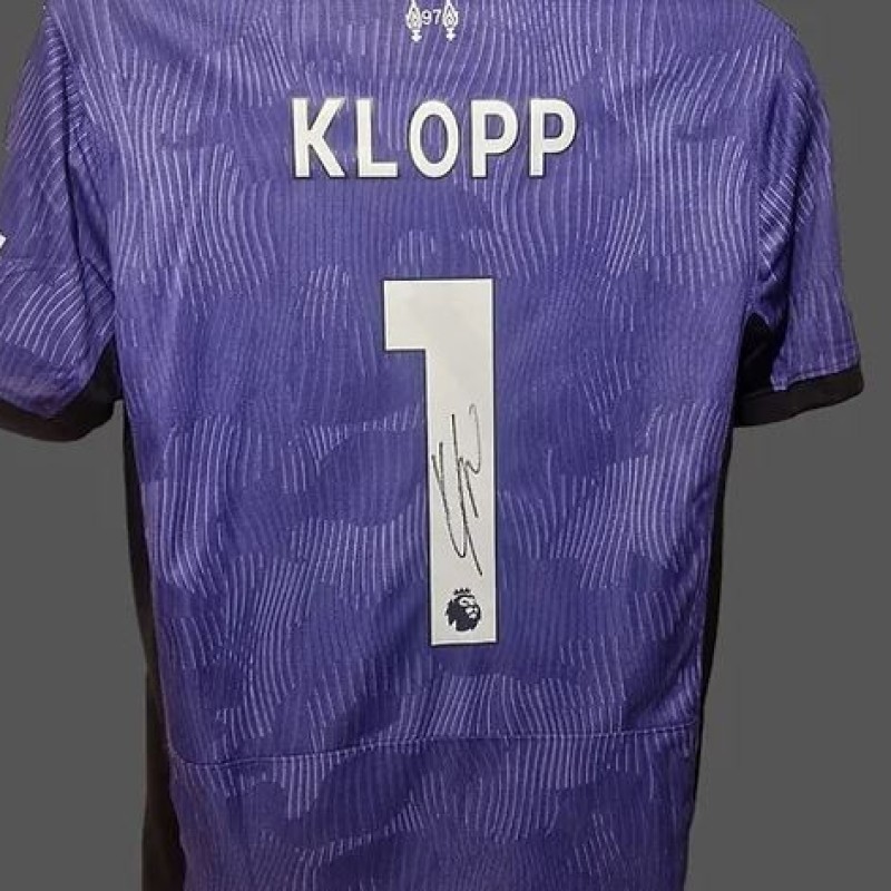 Jurgen Klopp's Liverpool 2023/24 Signed and Framed Third Shirt 