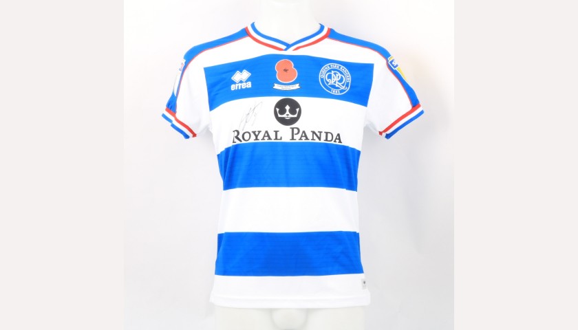Scowen's Queens Park Rangers Match-Issued Signed Poppy Shirt 