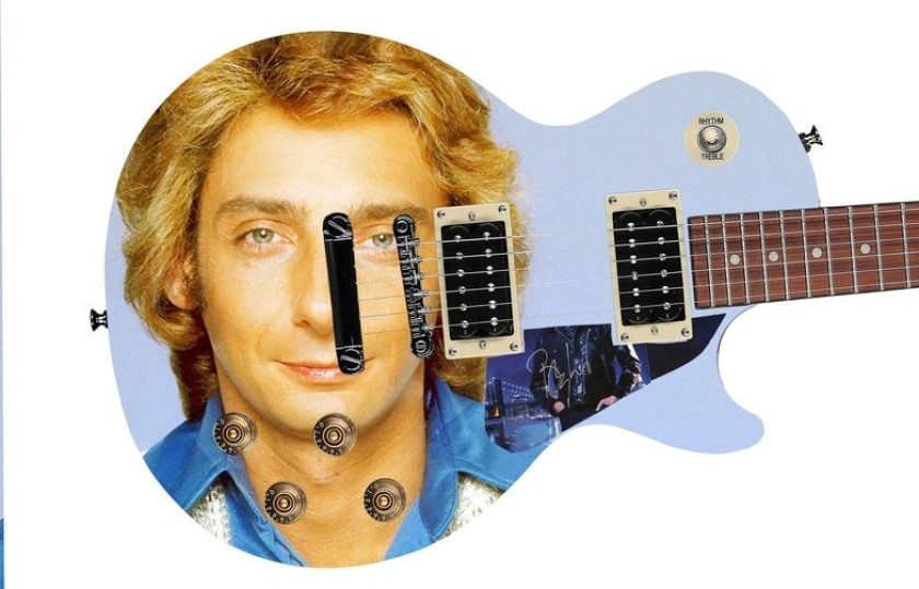 Battipenna Barry Manilow su chitarra Les Paul 100 personalizzata - Autografato