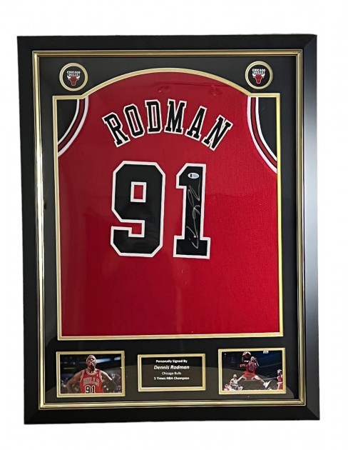 Canotta Dennis Rodman NBA - Autografata e incorniciata