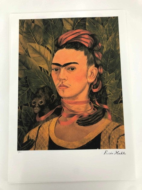 "Self-Portrait with Monkey" Offset lithograph by Frida Kahlo (after)
