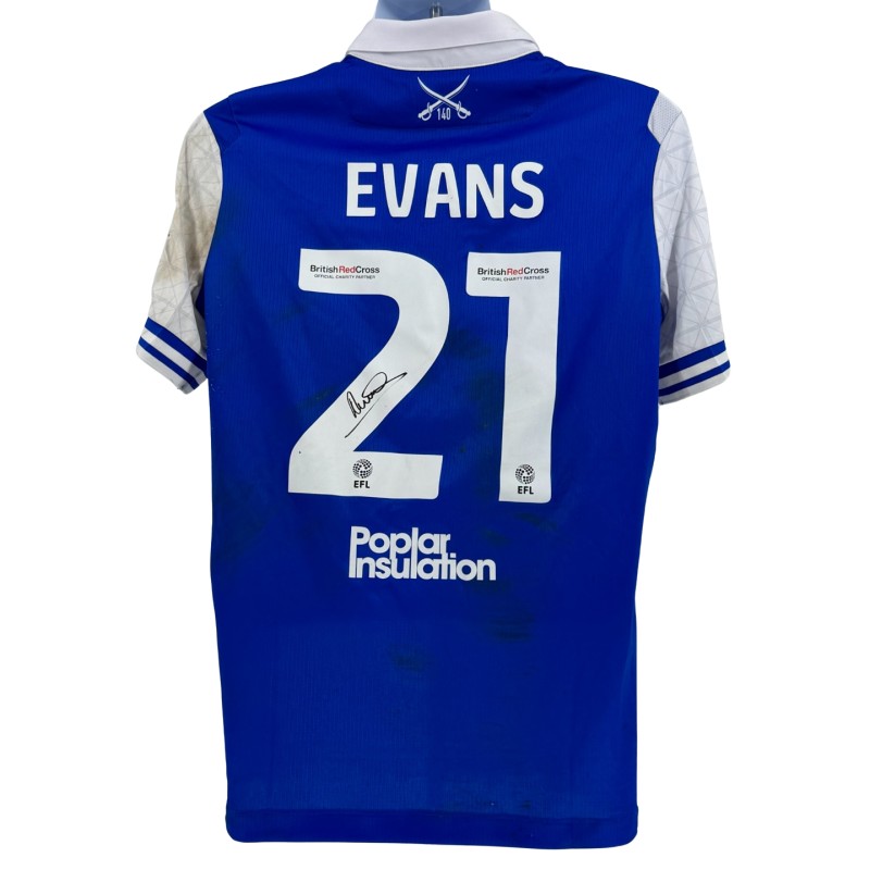 Maglia firmata del Bristol Rovers EFL Sky Bet League One di Evans indossata durante la partita