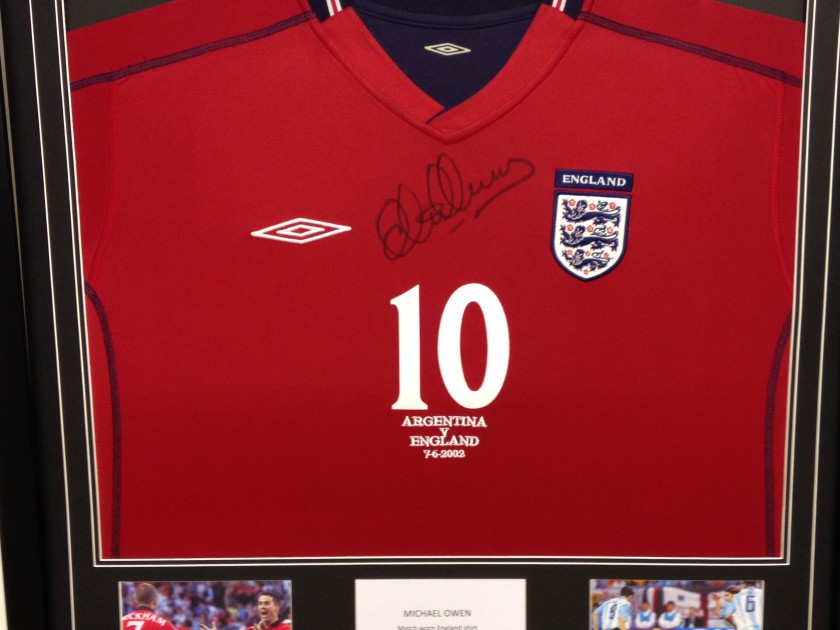 Michael Owen's Match Worn and Signed Shirt - England v Argentina, 2002 World Cup