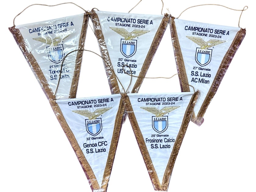 Lazio's Collection of Five Match-Issued Pennants, Serie A 2023/24