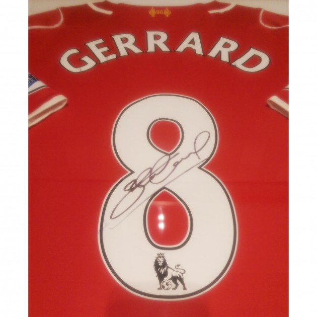 Steven Gerrard's match worn Liverpool FC shirt from his 500th Premier League appearance