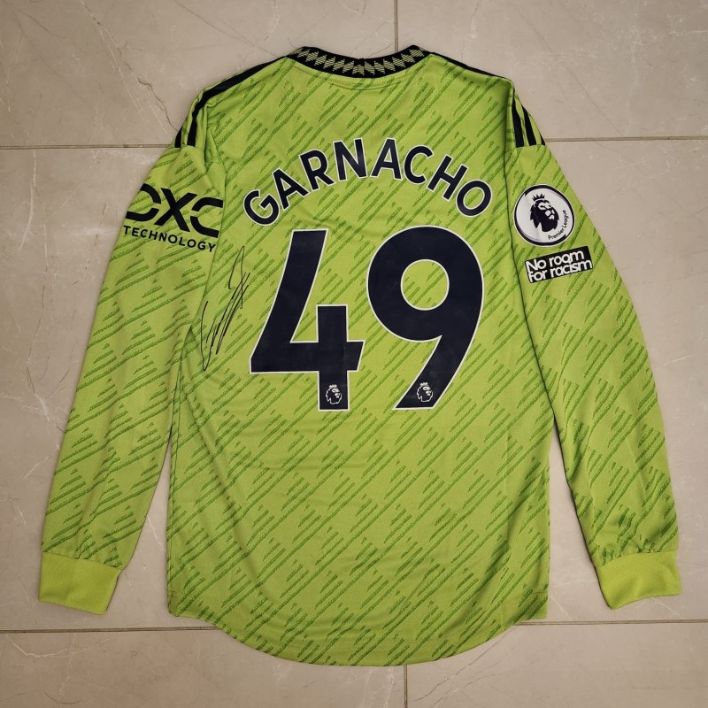 Alejandro Garnacho's Manchester United 2022/23 Match Issued Signed Away Shirt